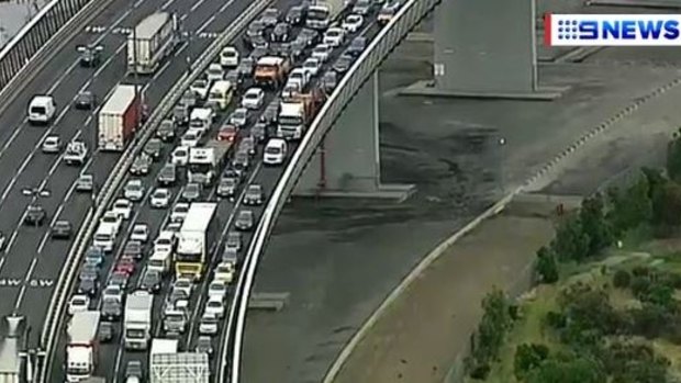 Traffic was at a standstill for hours on the West Gate Bridge.