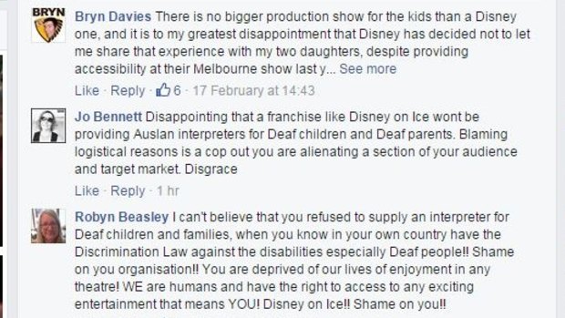 Comments on the Disney On Ice Facebook page.