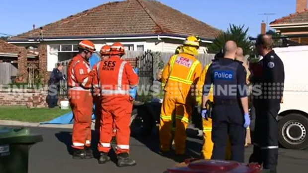 Emergency services were called after a wall collapsed on a man in Geelong.