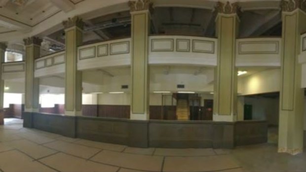 The interior of the former bank.