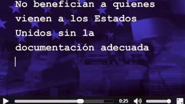 Part of US Customs and Border Protection video aimed at people from El Salvador.