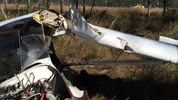 Despite the mangled wreckage of the light aircraft, the pilot is in a stable condition after being treated by paramedics.