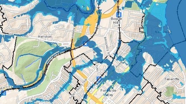 Brisbane City Council's redrawn flood-risk map.