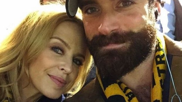 Kylie Minogue and Joshua Sasse posed for a selfie during the rugby World Cup.