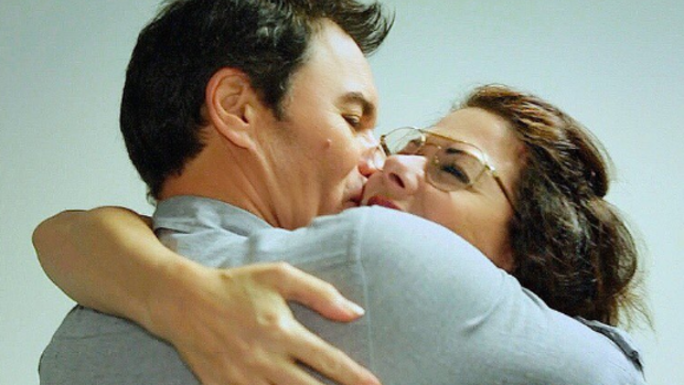 Will and Grace characters Debra Messing and Eric McCormack reunite. 