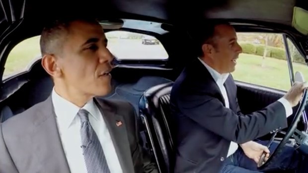 President Barack Obama and Jerry Seinfeld in <i>Comedians in Cars Getting Coffee</i>.