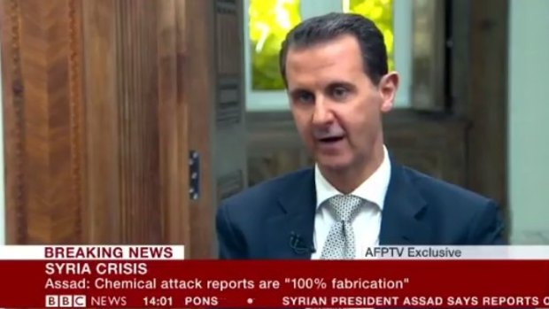 Syrian President Bashar al-Assad being interviewed by AFPTV in April.