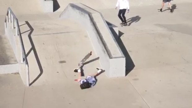 Ethan hit the concrete hard when he missed the trick. 