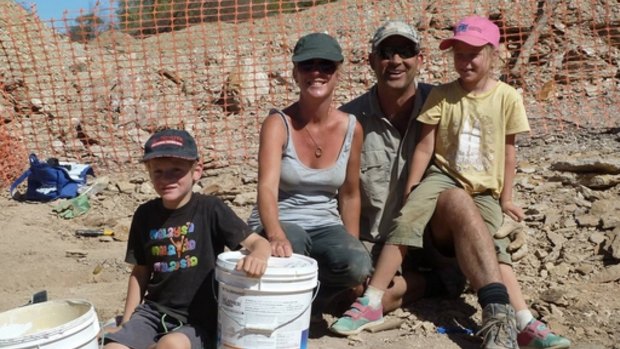 The Wilson family from Victoria helped to dig up the ichthyosaur fossil. 