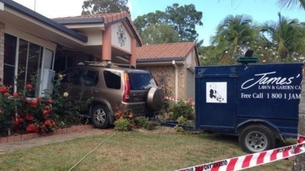 The four-wheel-drive that crashed into an Oxenford house on Monday.