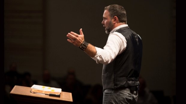 Pastor Mark Driscoll gives a sermon.