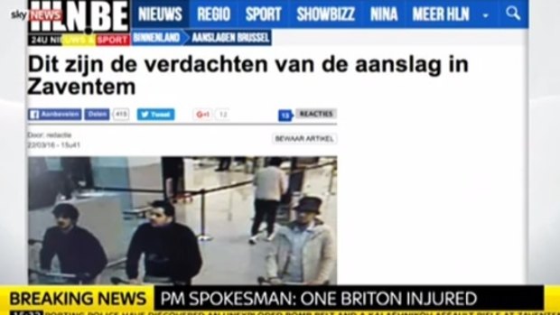 CCTV footage of the suspected attackers at Brussels Airport.