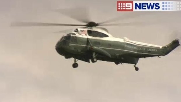The US Marine Corp helicopter over Brisbane's CBD on Wednesday, ahead of the G20 summit.