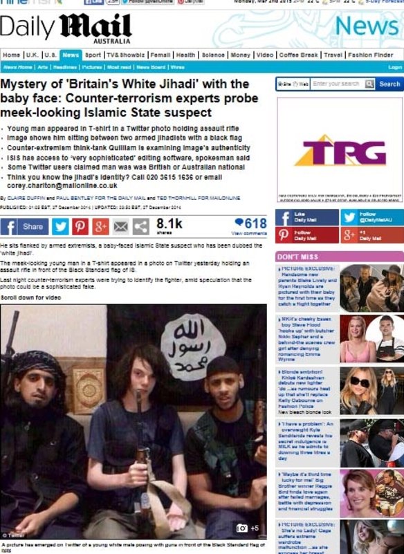 The <I>Daily Mail</i>'s story on 'Jake' from December 2014. 