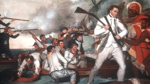 George Carter's painting, <i>Death of Captain Cook</i>.