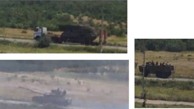 A video still of the BUK-M1 system purportedly being transferred in a rebel convoy back to Russia after MH17 came down, according to the Ukraine government.