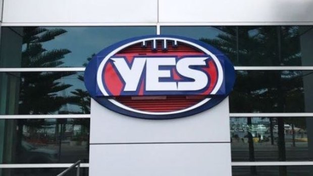 The AFL logo outside its Docklands headquarters was temporarily changed to a "YES" sign in support of marriage equality.