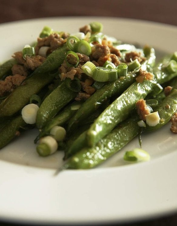 Steve Manfredi's Chinese-style dry-seared beans <a href="http://www.goodfood.com.au/good-food/cook/recipe/chinesestyle-dryseared-beans-20121123-29w3d.html?rand=1360200976180"><b>(recipe here)</b></a>.