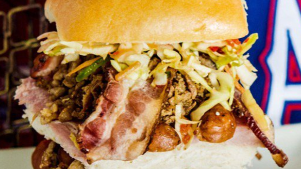 Gutbuster: Every kind of pig product imagineable in one sandwich.