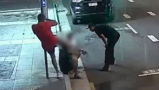 Police are hunting the men involved in this unprovoked attack in the Southport Mall early on Tuesday morning.