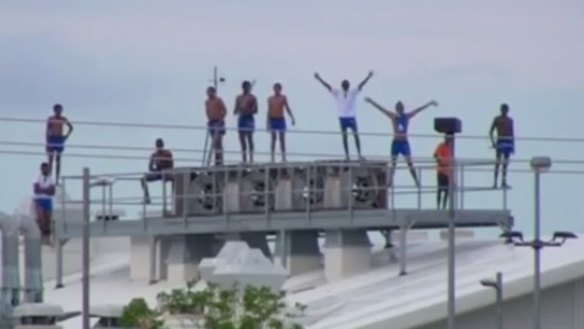 Parts of the centre were trashed as inmates armed themselves with planks of wood and metal bars, before scaling a rooftop.