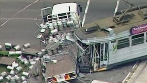 Up to 30 people were on the tram at the time of the crash.