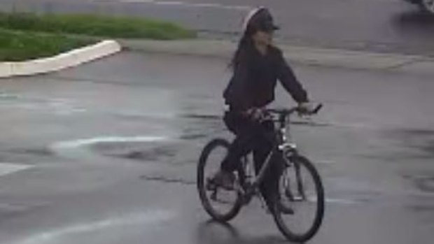 Police have released footage of the man cycling around the time of the attack.