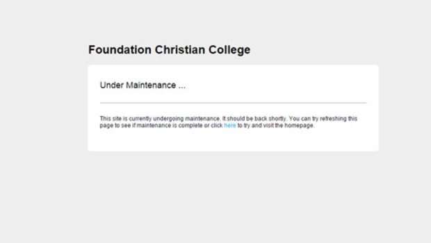 Foundation Christian College's website has gone down after news of its treatment of a gay man's child spread throughout the community. 