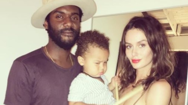 Australian model Nicole Trunfio with musician husband Gary Clark Jr and their son, Zion.