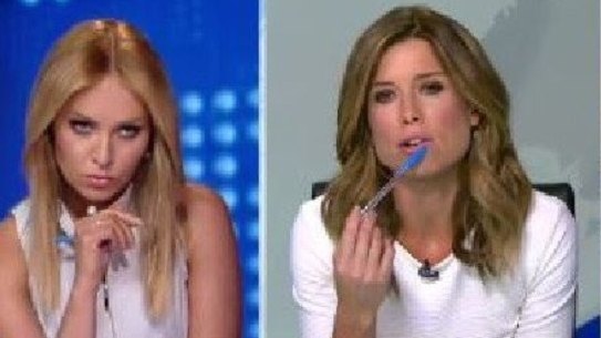 Amber Sherlock, centre, was not happy about the mix-up with reporter Julie Snook, left. Psychologist Sandy Rea is on the right.