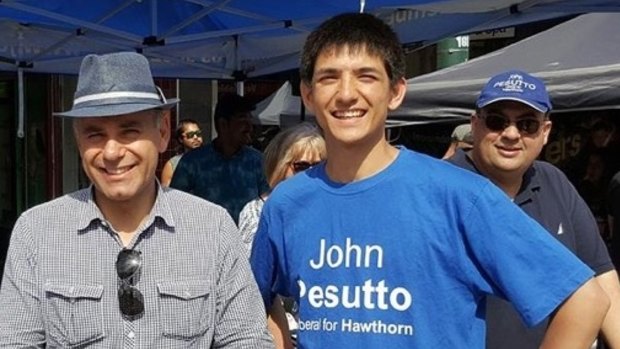 Melbourne University Liberal Club president Xavier Boffa (right) with shadow attorney-general John Pesutto.