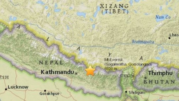 A Map posted by the US Geological Survey indicating where the earthquake hit on May 12.