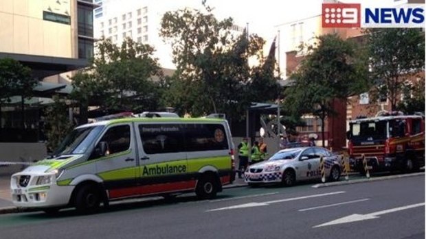 Emergency services outside Brisbane's court complex.
