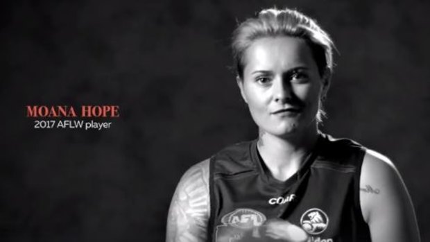 Collingwood forward Moana Hope in a promotional video for the inaugural AFLW season.