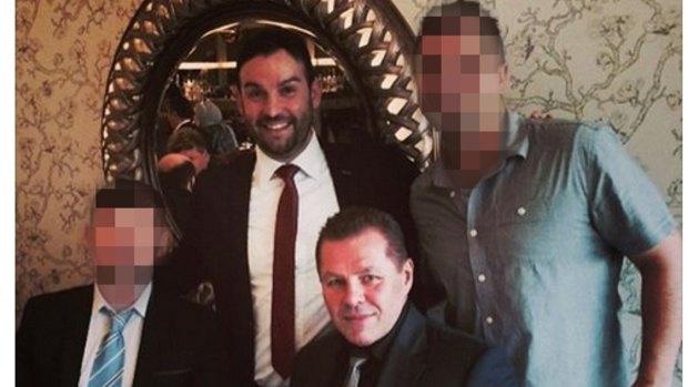 Liverpool councillor Peter Ristevski is accused of blackening the party's name, including by associating with a convicted drug dealer nicknamed "The Falcon" whose real name is Tony Atanasovski, seated.