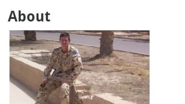 Bernard Gaynor's politically charged website includes a photograph of him wearing army fatigues.