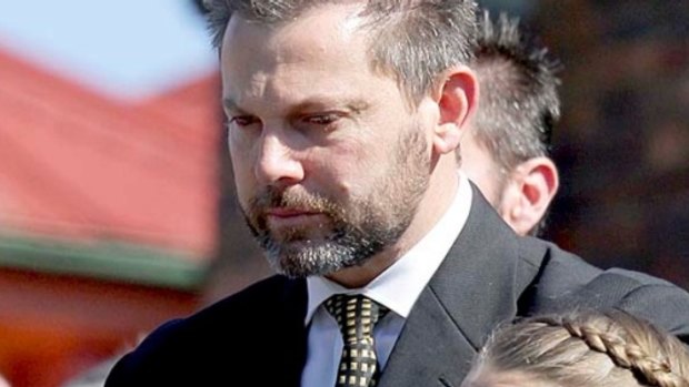 Gerard Baden-Clay at the funeral of his wife Allison, before he was charged with her murder.