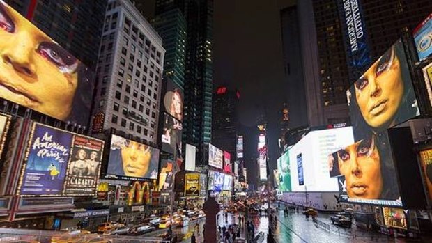 Projection art by Anthony and the Johnsons across Times Square, New York. 