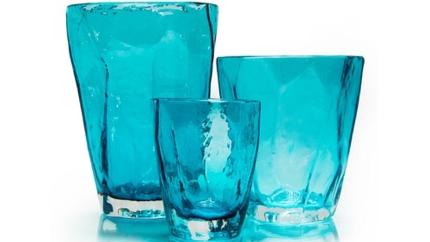 Soft Rocks glasses in teal, from $75.