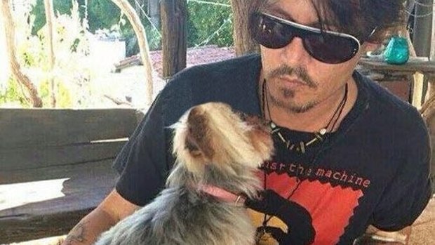 Johnny Depp with one of his dogs.