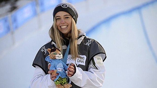 Australian snowboarder Emily Arthur with a silver medal from the Ladies' Snowboard Halfpipe Finals at Oslo Vinterpark Halfpipe at the Winter Youth Olympic Games, Lillehammer in 2016.