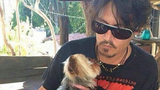 Johnny Depp with one of his dogs.