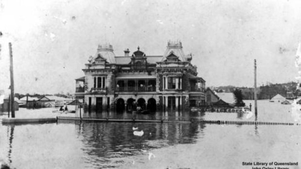 Flood waters at Breakfast Creek Hotel in 1893.