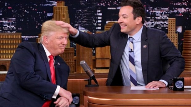 Hair-raising interview: Jimmy Fallon has been criticised for his soft interview of Donald Trump. 