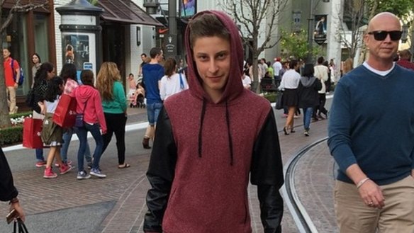 Big plans: 15-year-old Ben Pasternak explores the Grove shopping centre in Los Angeles before networking in Silicon Valley.