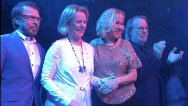 Reunited: (from left) Bjorn Ulvaeus, Benny Andersson, Anni-Frid Lyngstad, Agnetha Faltskog and Benny Andersson.