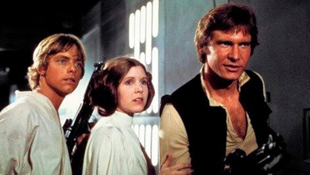 Mark Hamill, Carrie Fisher and Harrison Ford in the original Star Wars. 