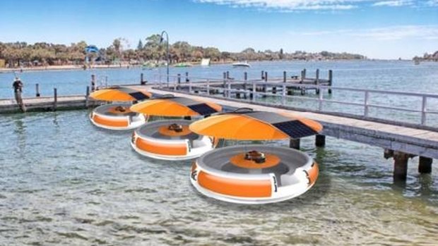 An artist's impression of the floating BBQ-Boats on the Mandurah foreshore. 