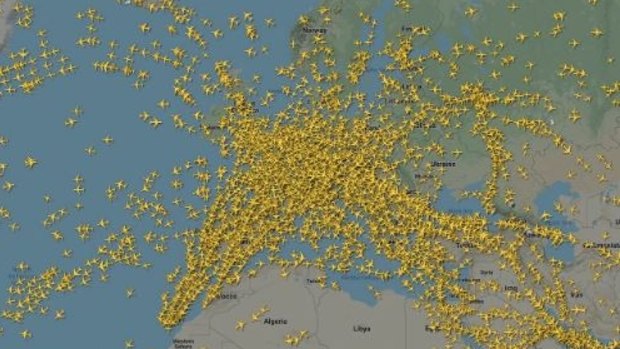 A snapshot of the skies above Europe one month ago.