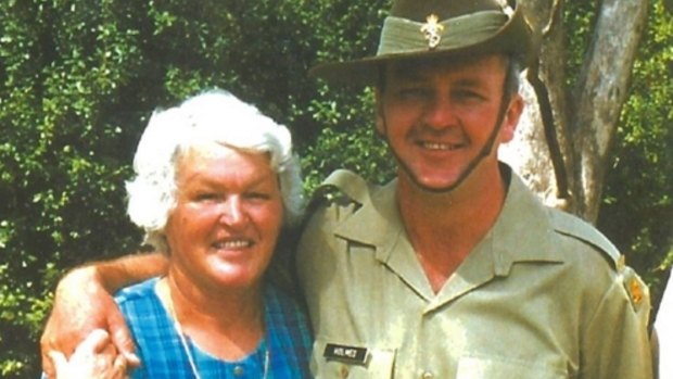 Mary Lockhart and her son Greg Holmes in 2000.
